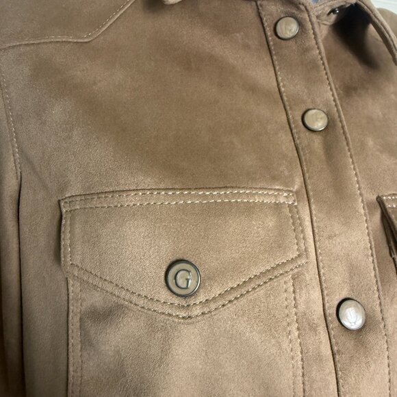 GUESS Faux Suede Button-Down Shirt – “ES New LS Daisy Shirt” – Size XS - Picture 4 of 9